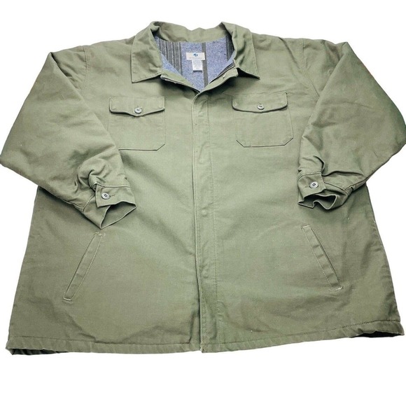 VF Imagewear Jacket Mens 3XL Army Green Heavy Canvas Blanket Lined Zip Outdoor